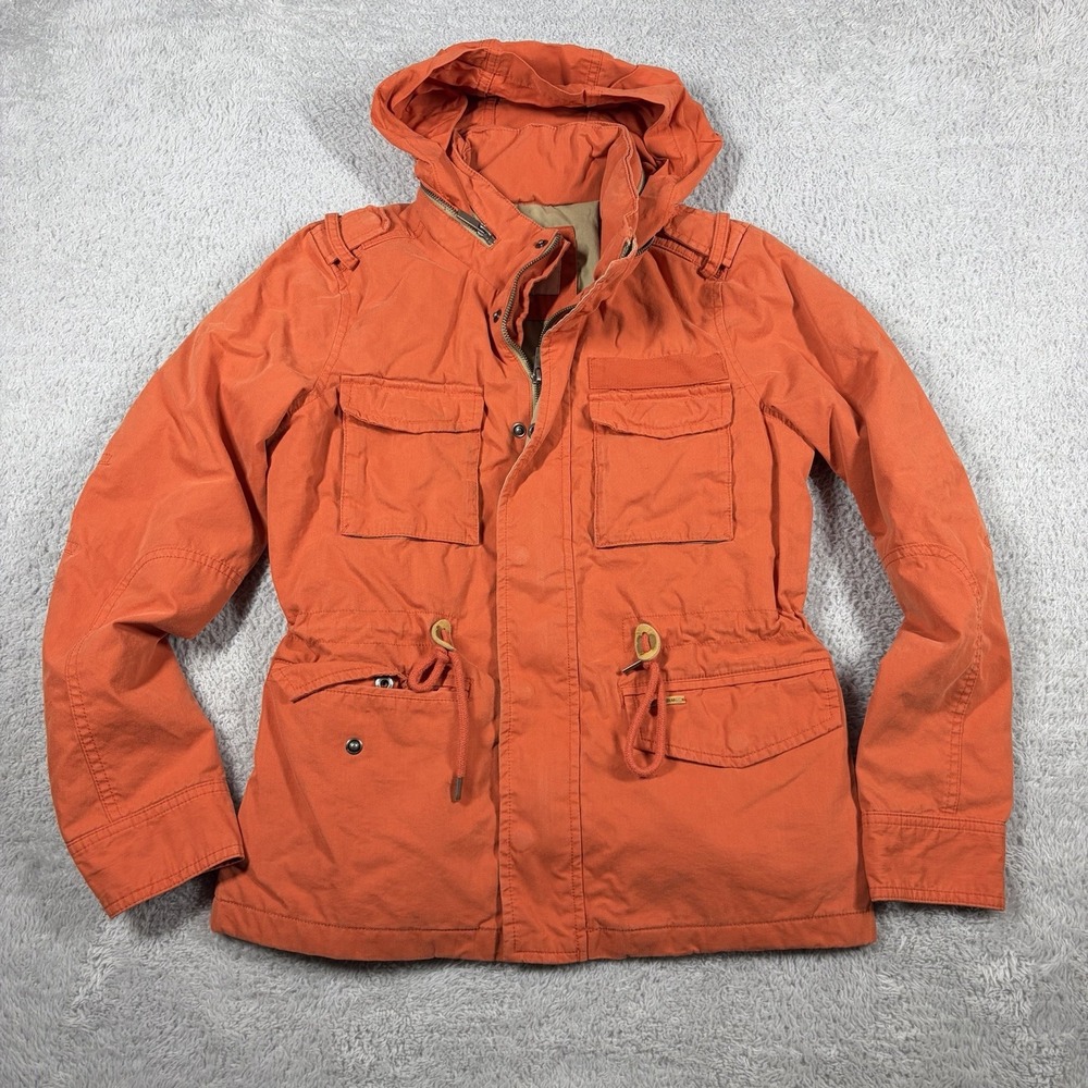 Polham Military Jacket M65 Orange Utility Parka Style Mens XS Hooded Rugged